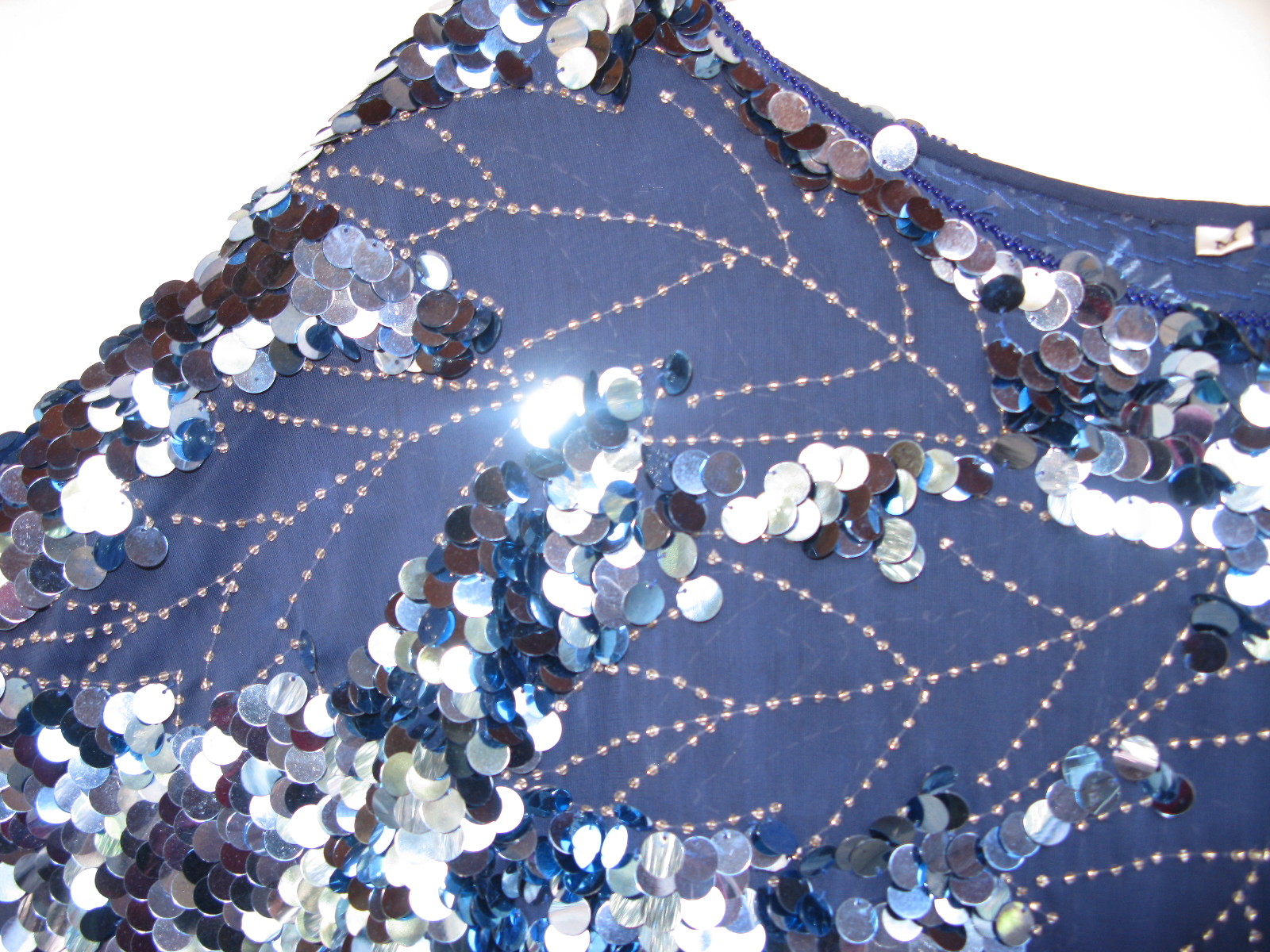 Women's Formal Evening Cocktail Sheath Dress Beaded Royal Blue Bling Sequin Sz M