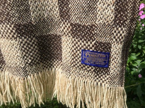 Vtg Woven Browns And Tans Wool Blanket by Pendleton 56