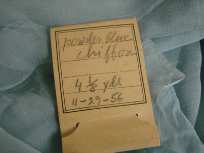 Vintage 50s Fabric Powder Blue Silk Chiffon Sheer 46