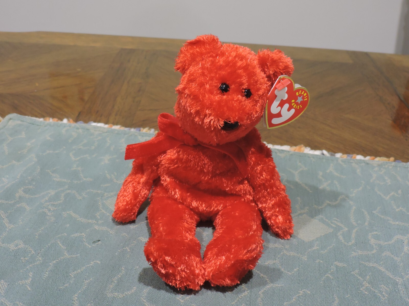 BEAR ベア 赤 red california vintage レア 2001 Ty Beanie Baby Sizzle the Red Bear with stamp on the