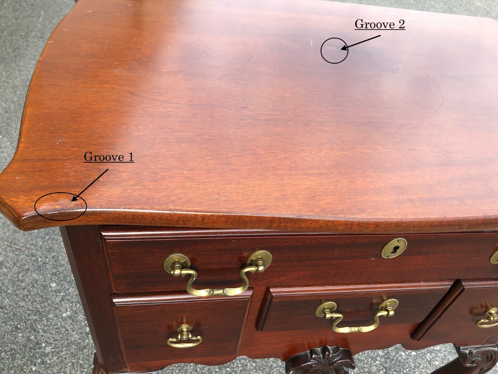 51283: Link Taylor Solid Mahogany Ball & Claw Low-Boy w/ Dovetail Drawers