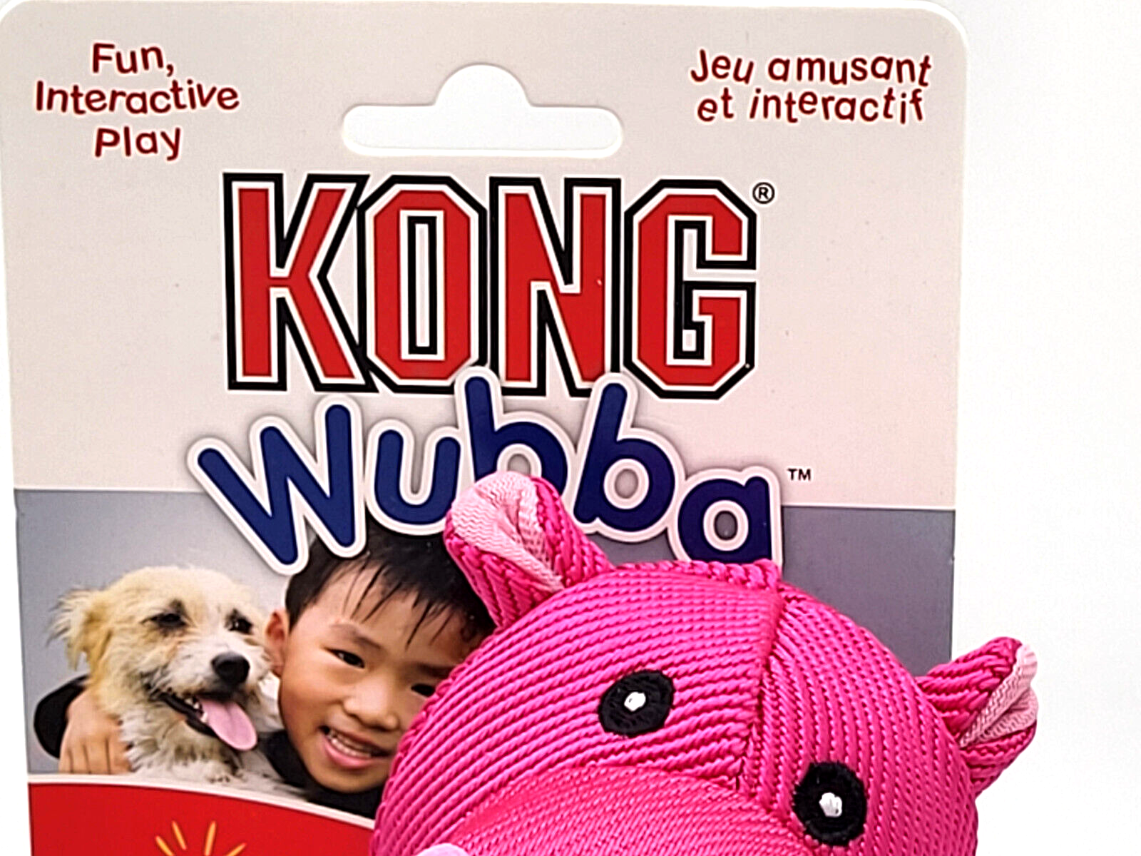 KONG Wubba Friends Ballistic LARGE Hippo Squeaky Toss & Tug Dog Fetch Toy