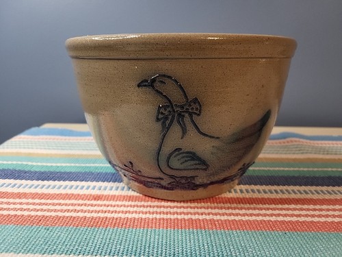 Vintage MAPLE CITY POTTERY Cobalt Blue goose STONEWARE