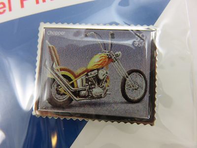 USPS 39 Stamp Chopper Motorcycle Lapel Tac Pin Pinback