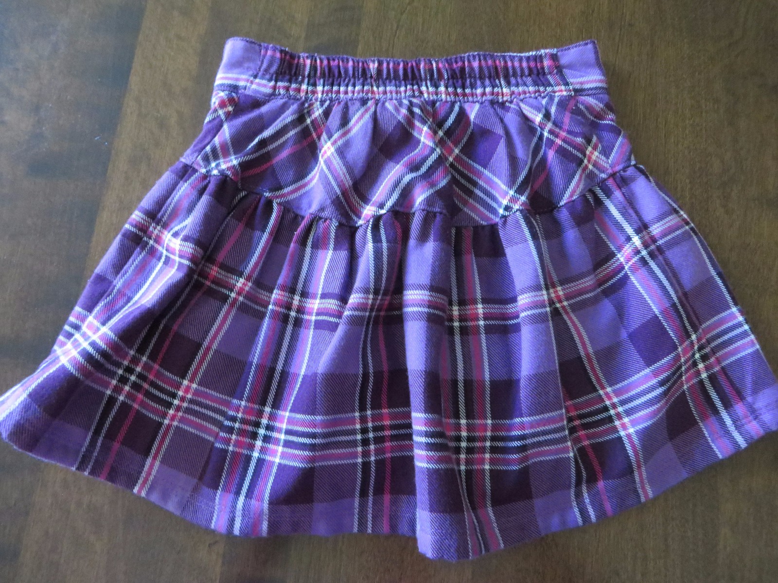 Sonoma Girls Purple Pink Plaid Skort Elastic Waist Size 5 EUC