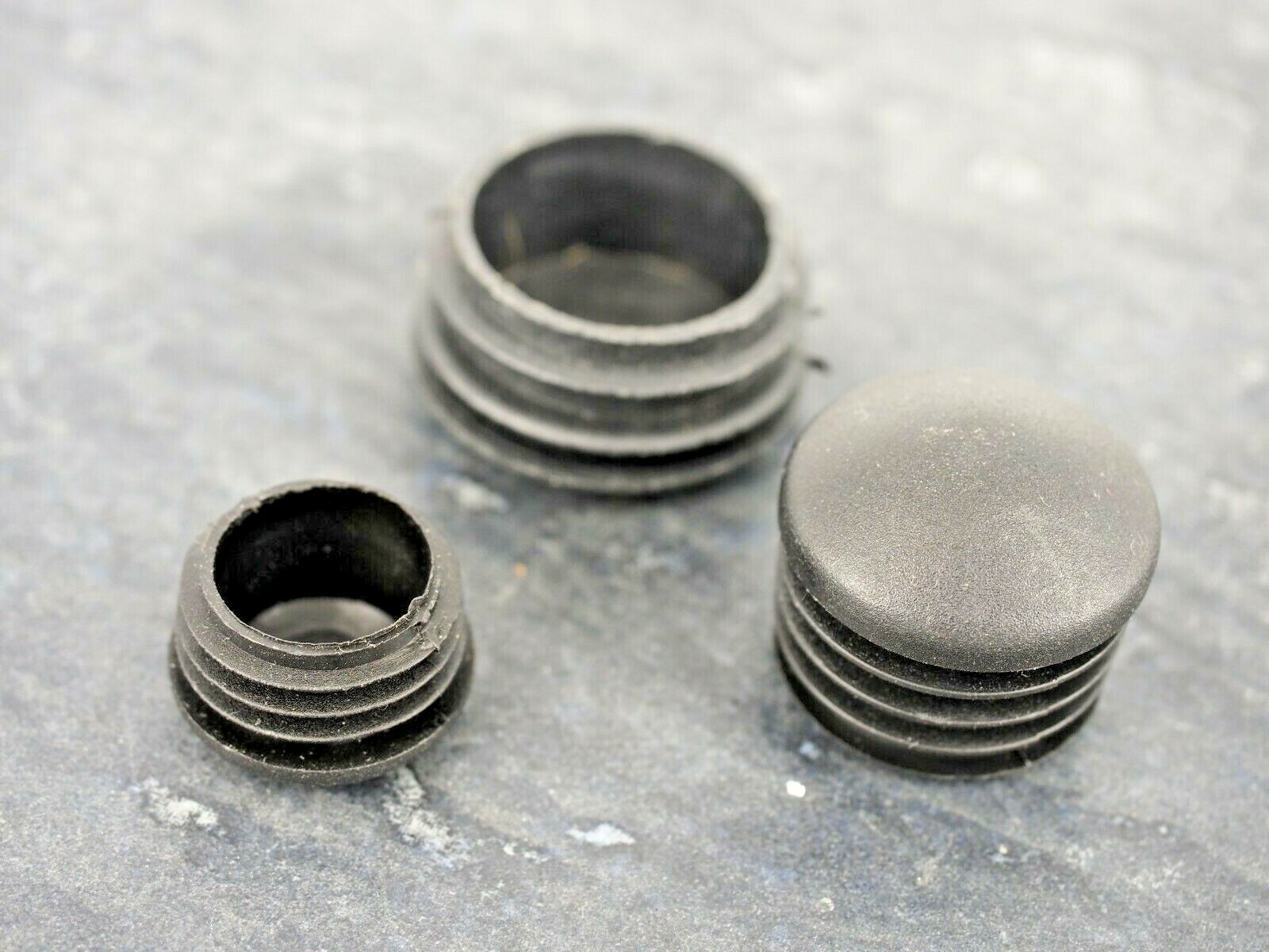 Round, Ribbed, Hole Bungs, Domed, plastic Insert, Black, Various Sizes