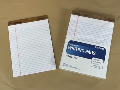TOPS PERF WRITING PADS TABLETS-LEGAL RULE/12 PADS/50 SHEETS-PAD/8 1/2 X 11 3/4