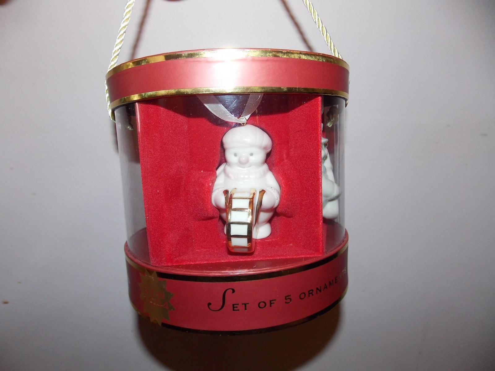 Lenox 5 Snowman Ornaments  2004  Holidays Christmas Tree Nib