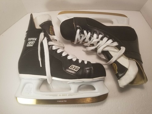 Vtg CCM Super 550 NHL Ice Hockey Skates SL5000 Titanium TTX Blades Mens 8.5 New
