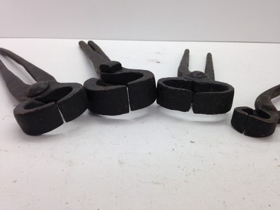 4 Hand Forged Wrought Iron Blacksmith Hoof Nippers Tongs Shoe Tool Cutters {N4}