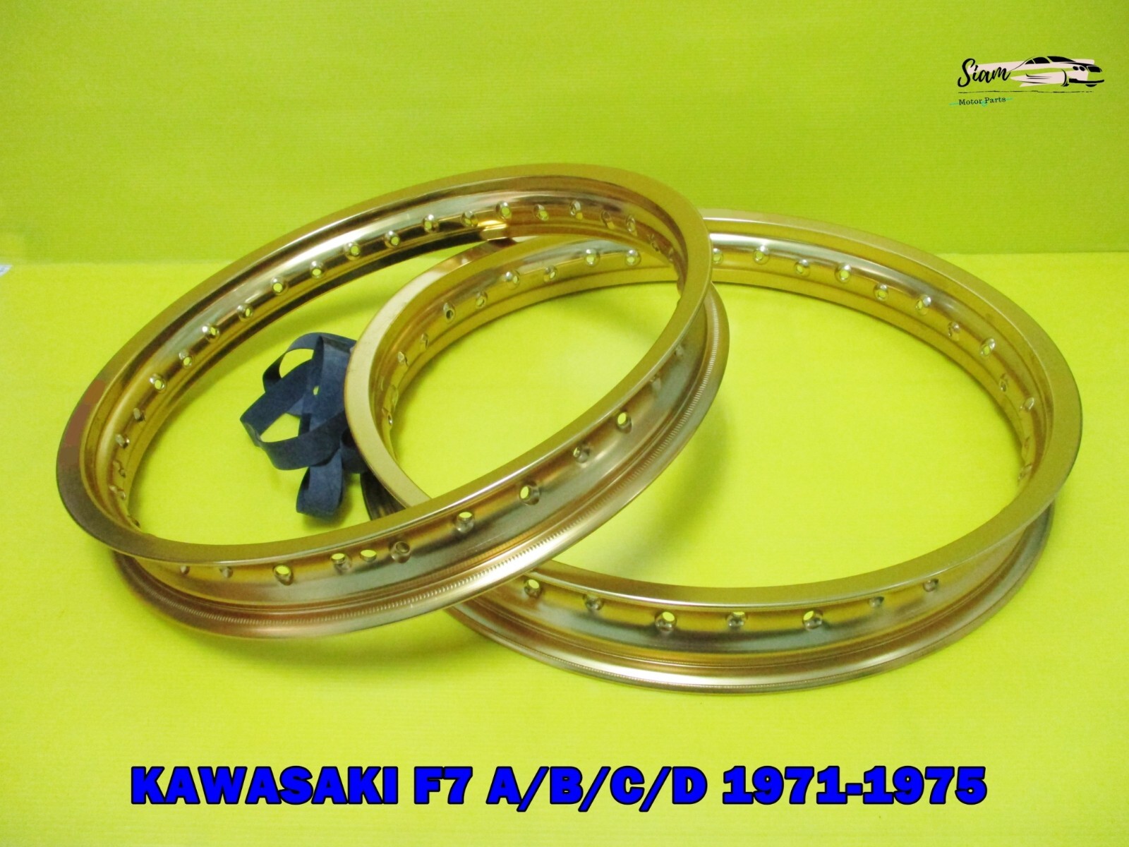 サイズF50 KAWASAKI F7 A/B/C/D 1971-1975 F & R ALUMINIUM GOLD WHEEL RIM