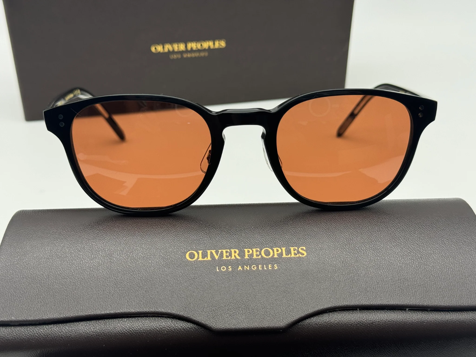 Pre-owned Oliver Peoples Fairmont Sun F 49mm Ov 5219 Sm 149253 Black Persimmon Sunglasses In Orange