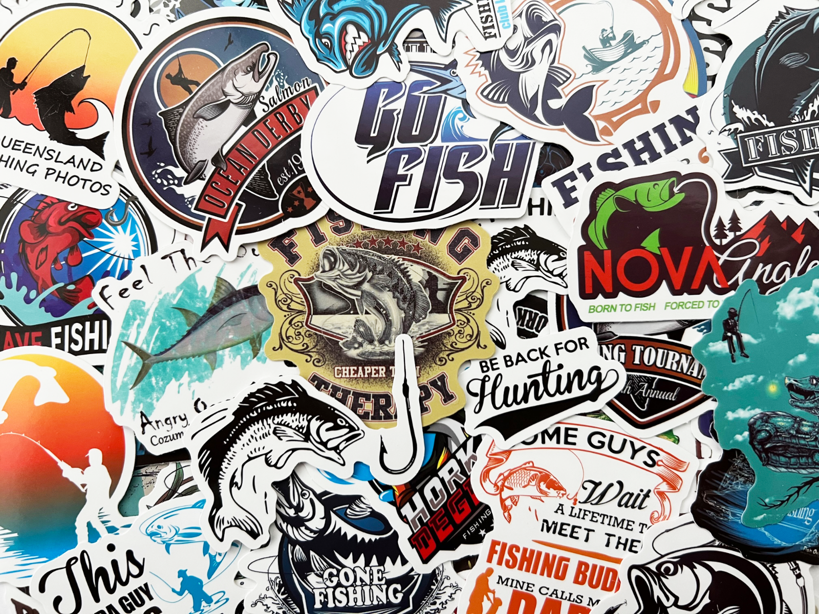 100 Fish Fishing Stickers Pack For Tackle Box Fishermen  Dads Car Boat