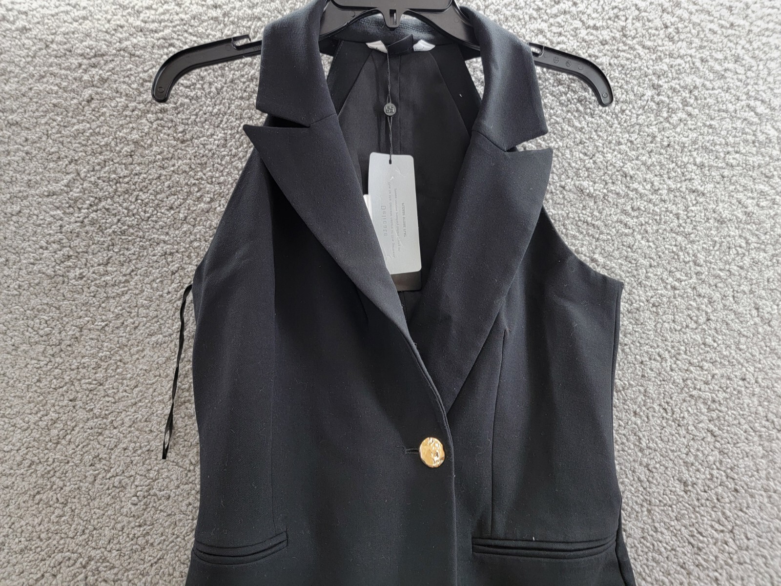 French Connection Whisper Halter Blazer Dress Women's 4 Black Notched Collar - Picture 3 of 16