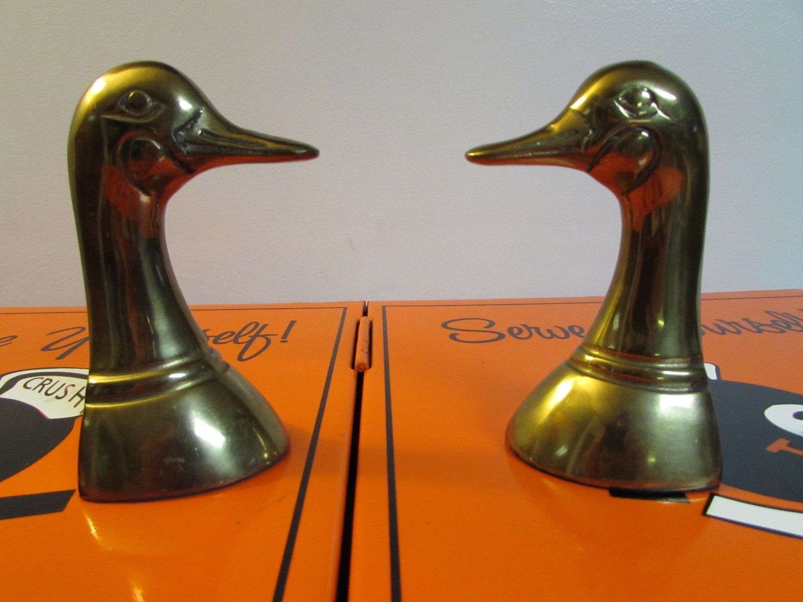 Vintage Duck Brass Colored Book Ends