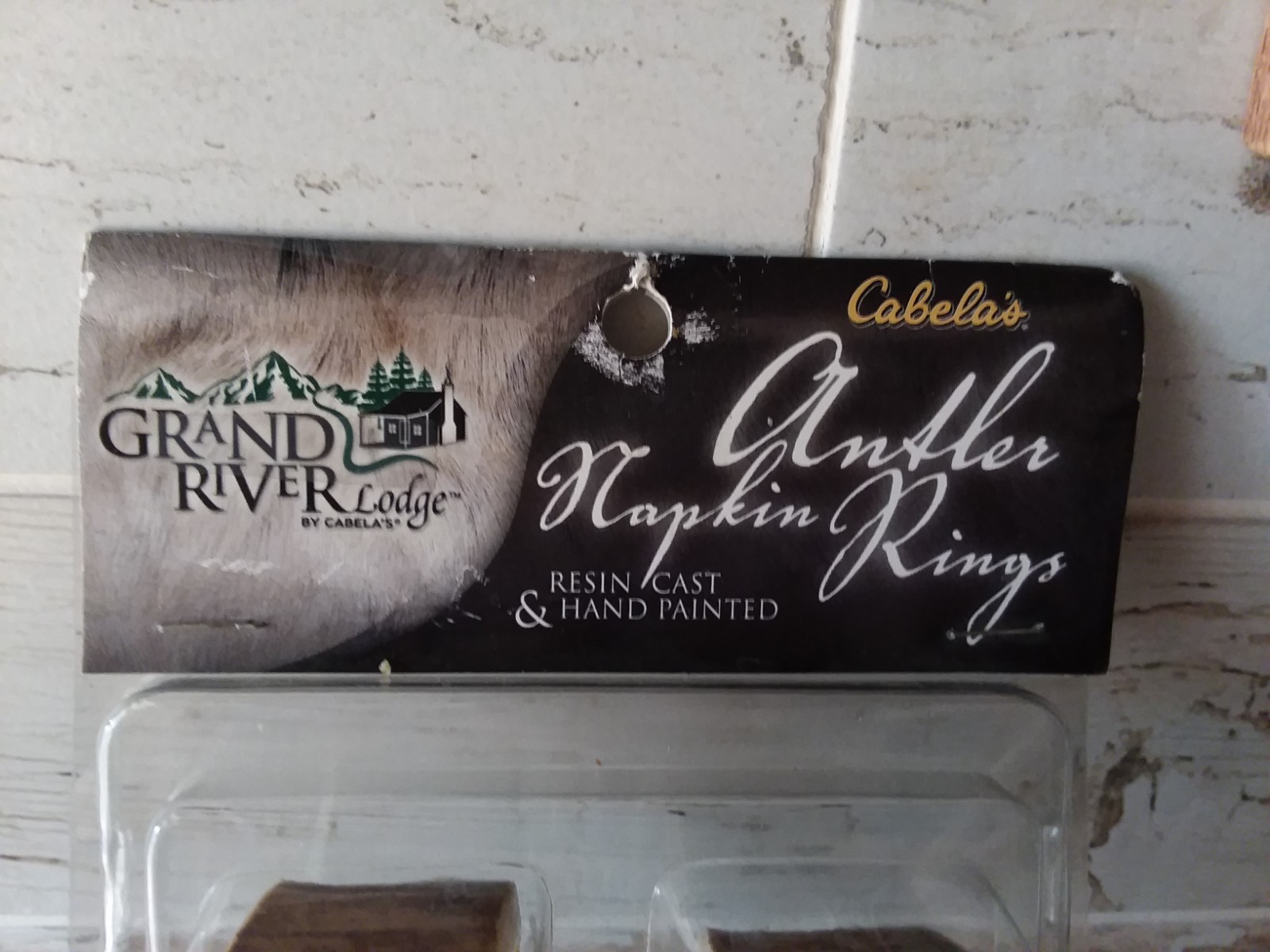 Antler Napkin Rings Grand River Lodge by Cabela's Hand Painted Resin NEW in PKG