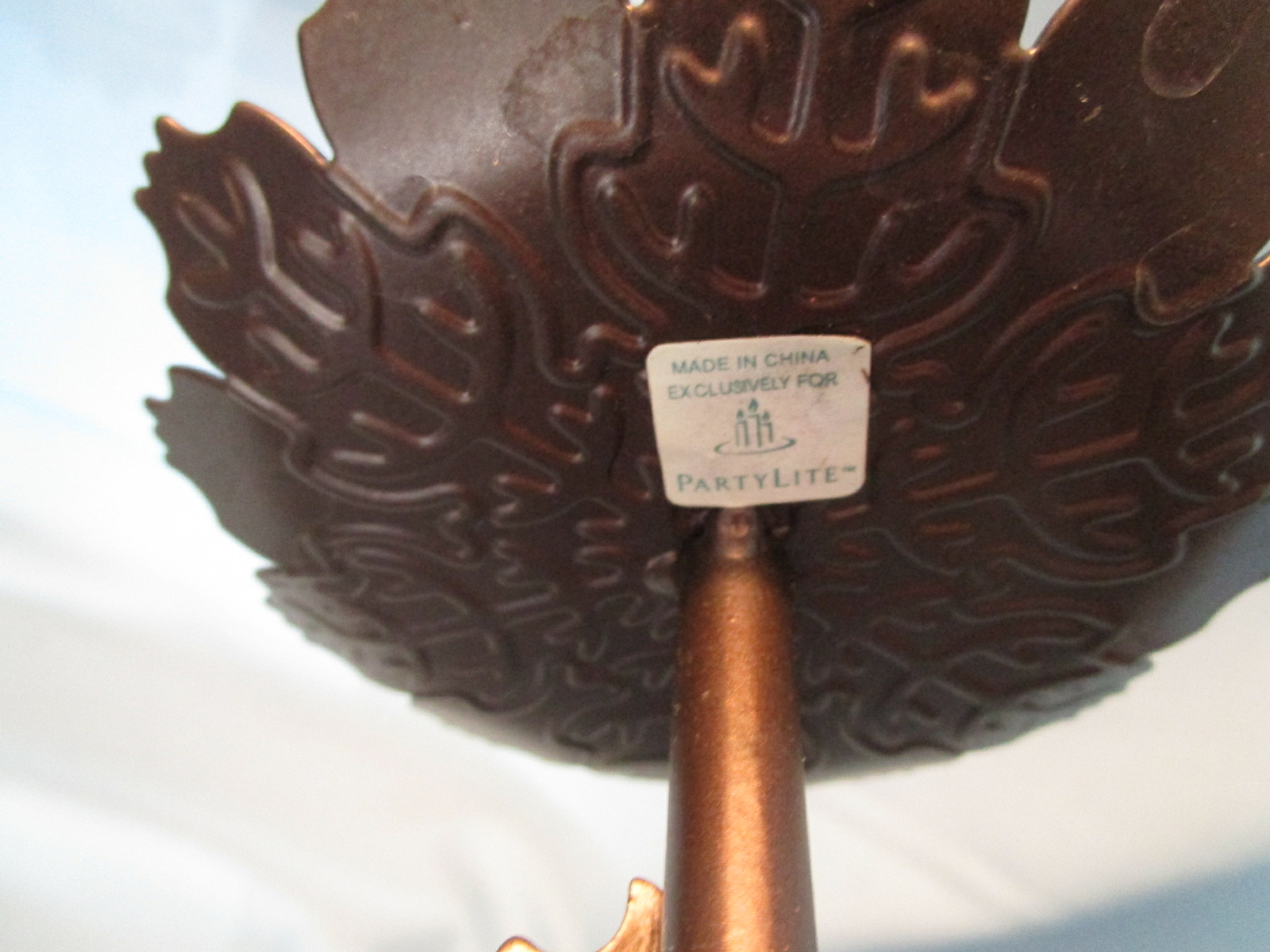 PARTYLITE metal FIREPLACE CANDLE HOLDER (bronze) large candelabra stand