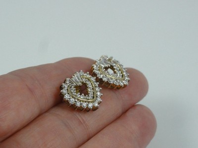 Estate JJT Gold Over Sterling Silver Heart CZ Cubic Zirconia 1/2