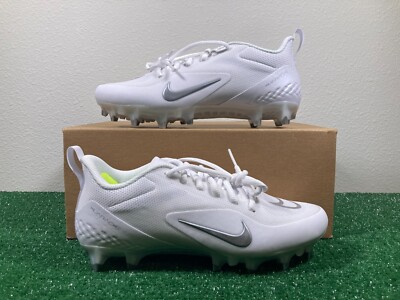 7.5 Men/9 Women- Nike Alpha Huarache 8 Pro LAX Lacrosse White Silver Cleats NEW