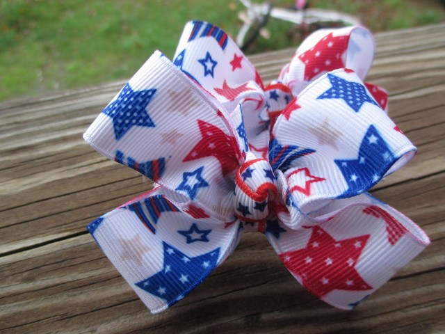 Hair Bows A Pair Of Med 2 Patriotic Stars Red White And Blue Hair