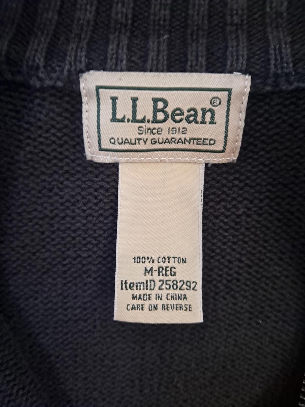 L.L. Bean 100% Cotton Full Zip Black Knit Sweater Size Medium — photo 5