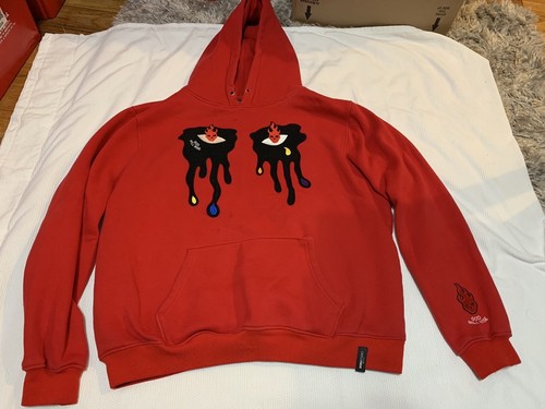 6(ROKU) ロク REVER HOODED PULLOVER COAT Roku Studio God Will Rise Tear Drip Hoodie Sweatshirt Red
