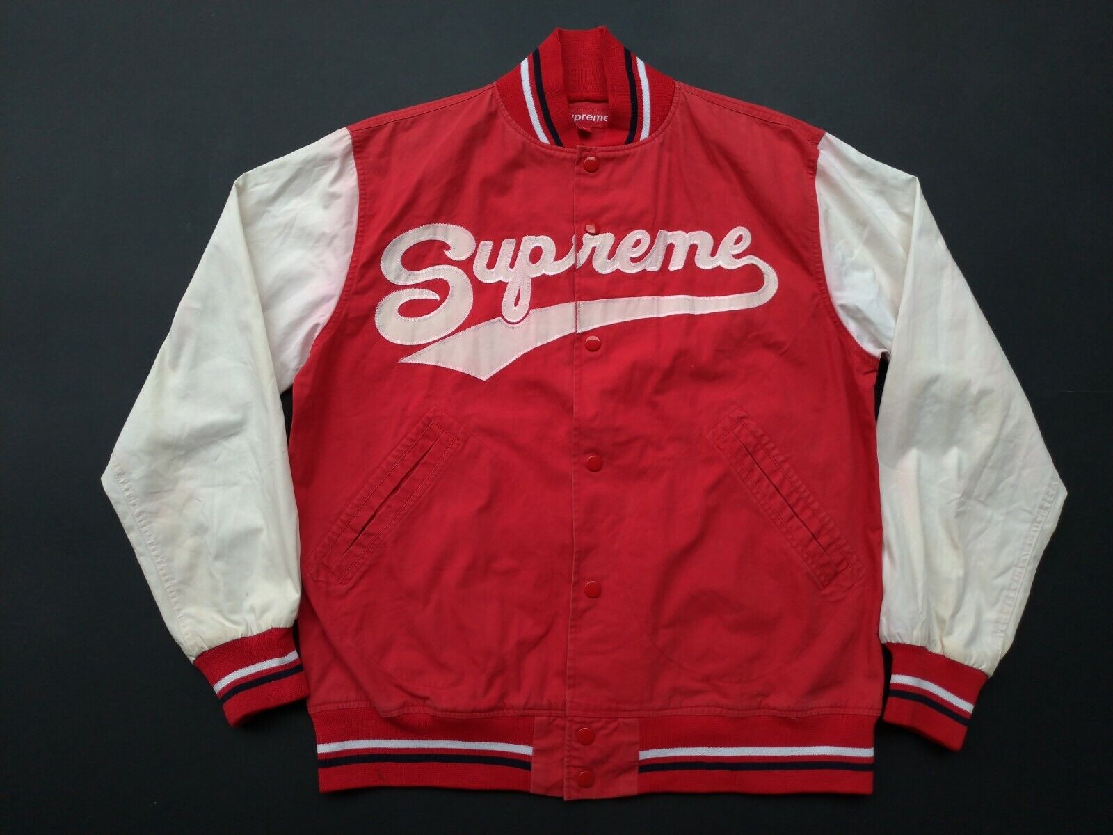 Supreme Varsity Jacket Big Logo Red Rare Casual Hip Hop Supreme Varsity Jacket Big Logo Red Rare Casual Hip Hop