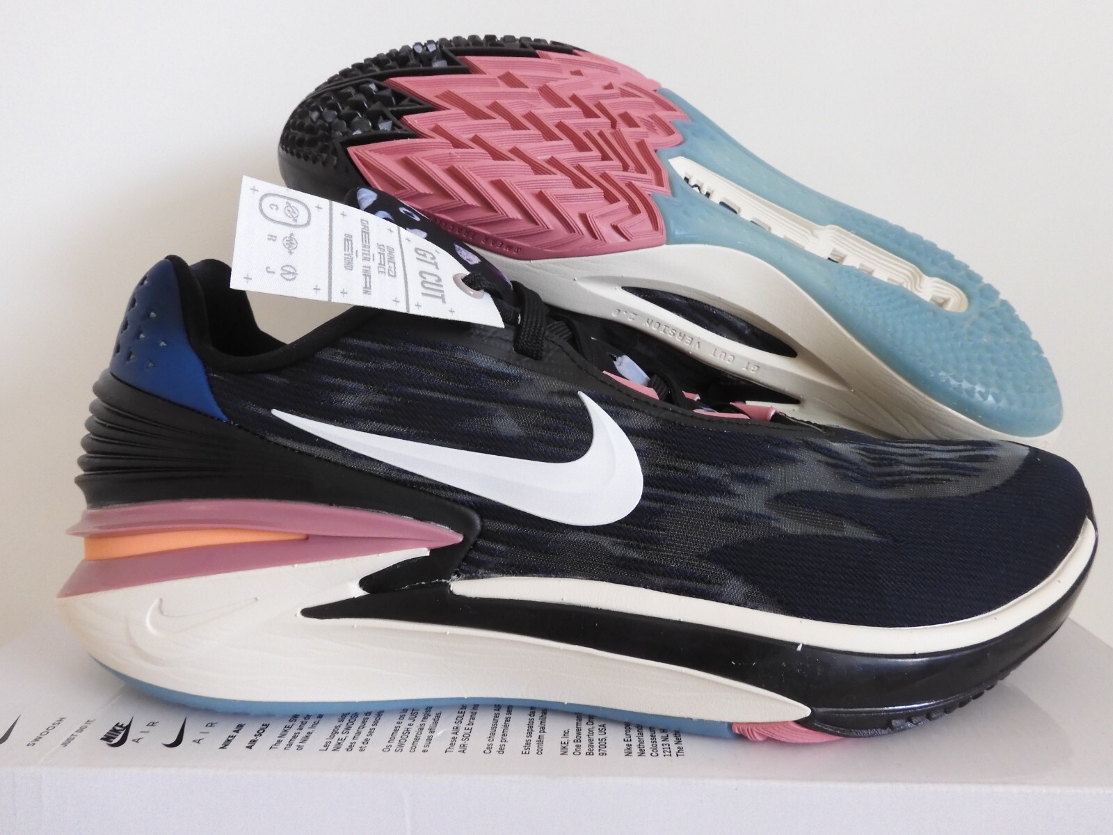 NIKE AIR ZOOM G.T. GT CUT 2 BLACK-METALLIC SUMMIT WHITE SZ