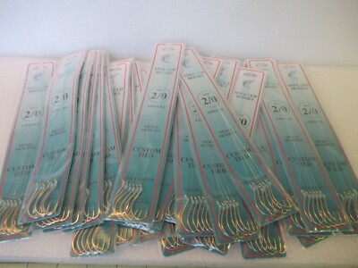 144 SNELLED FISH HOOKS (24 PKS X 6 EA) NICKEL OCTOPUS MONO LEADER 7'' PICK SZ