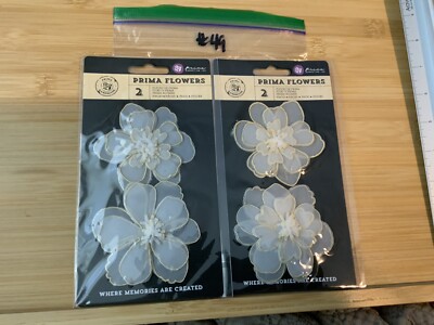 Prima Marketing Sheer Wire Flowers Beige Beautiful - 2 Pkgs #49