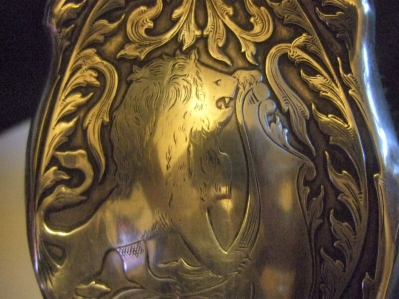 Victorian Sterling Vanity Brush Engraved Lion 