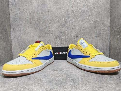 Pre-owned Jordan Level Ss/new - Travis Scott X Air  1 Low Og Canary Women's Dz4137-700 In Yellow