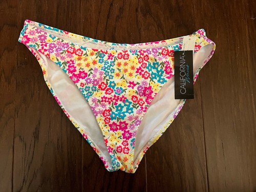 California Waves Juniors' Printed Field of Flowers Bikini Bottoms, Medium