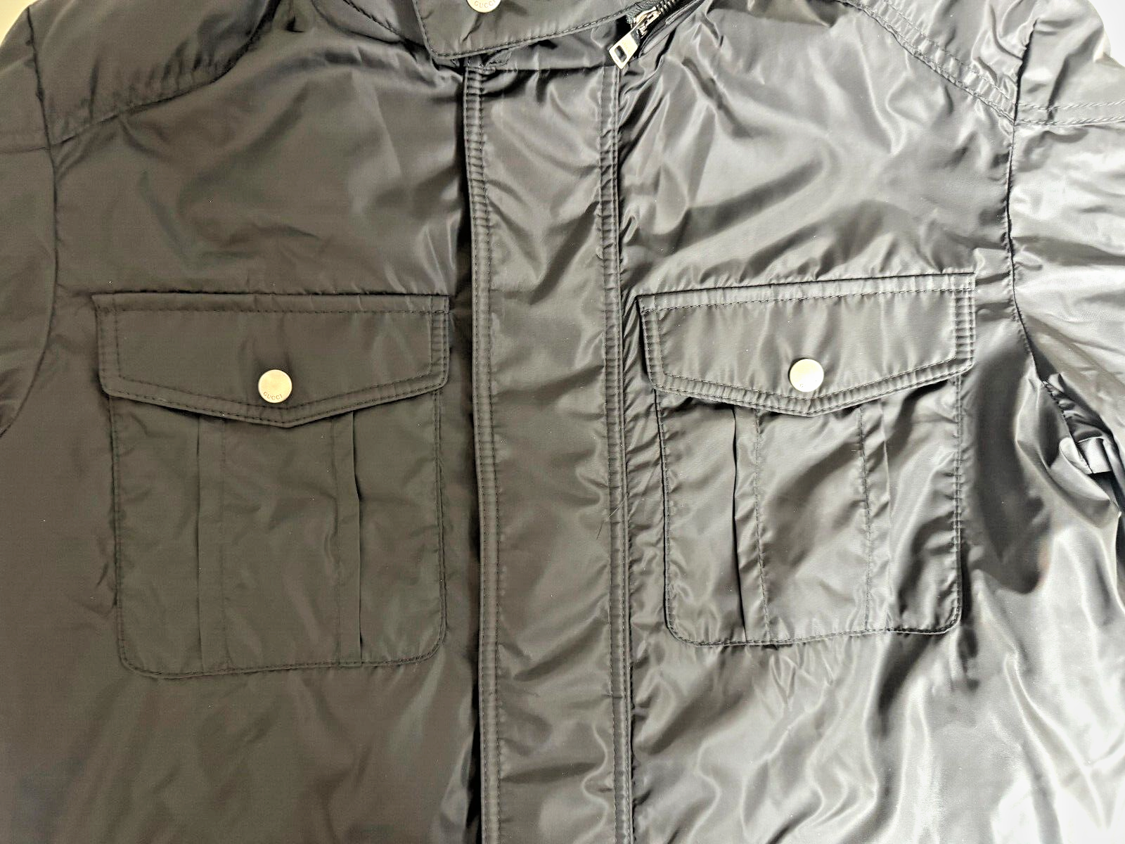 Pre-owned Gucci Authentic Men's Uniform  Black Polyamide Shell Hooded Jacket - Size: 48