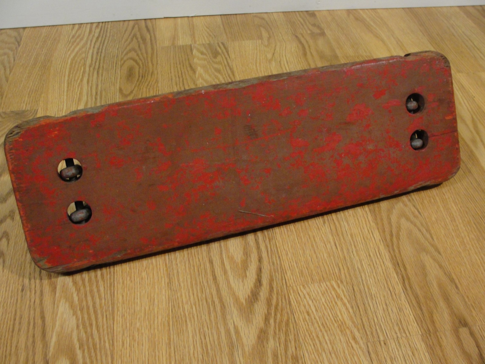 Antique/vintage Cast Iron & Wood outdoor playground Swing Seat Rare Red (A)