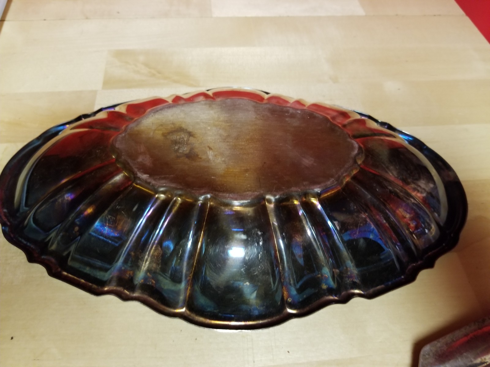 VTG  Bristol SilverPlate by Poole #161 Scalloped Edge Oval Bread Tray