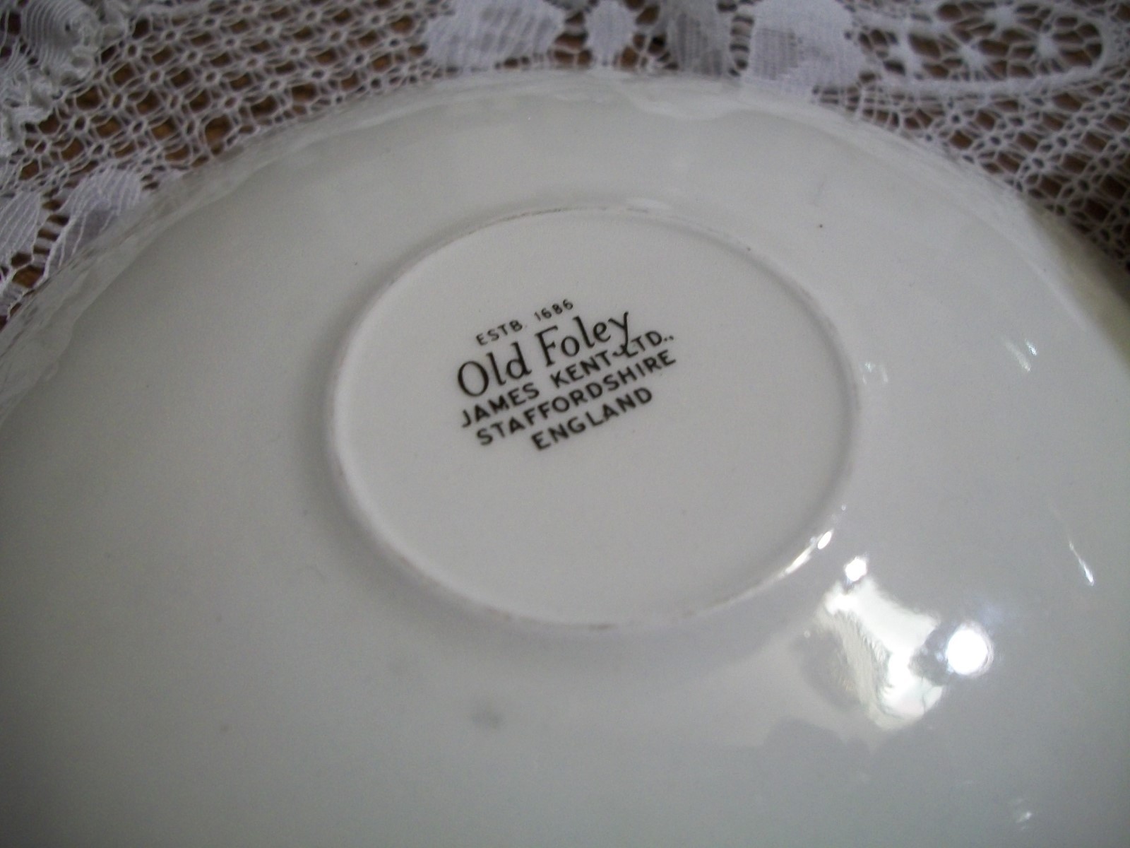 OLD FOLEY-JAMES KENT LTD. STAFFORDSHIRE ENGLAND -CUP & SAUCER #6844