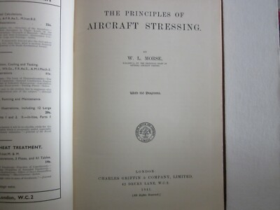 THE PRINCIPLES of AIRCRAFT STRESSING - W L MOSE - Hardback - First Edition 1941