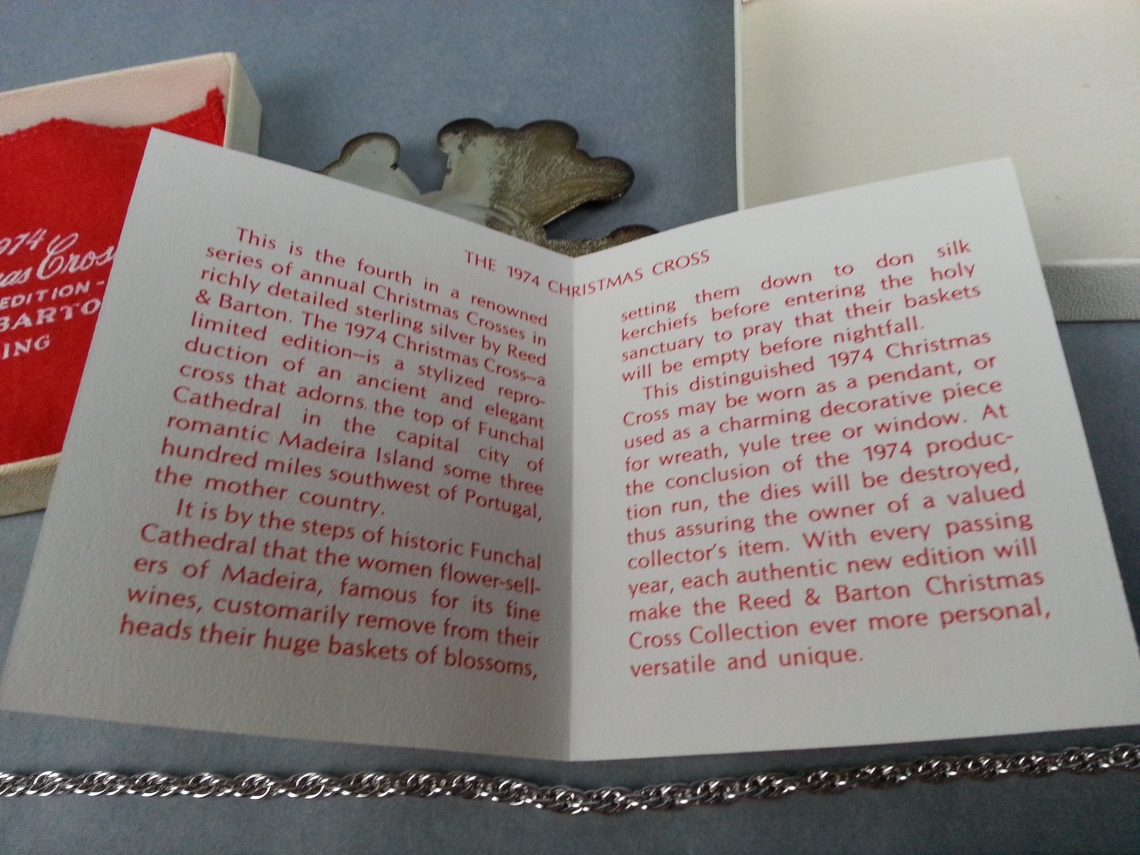 REED & BARTON STERLING SILVER 1974 CHRISTMAS CROSS ORNAMENT