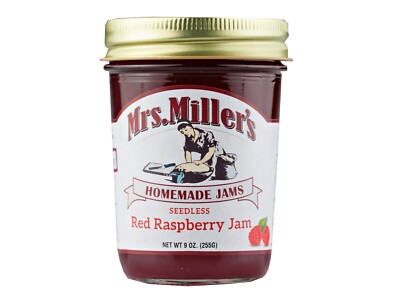 Mrs. Miller's Seedless Red Raspberry Jam (6) 9 oz Jars Free Shipping