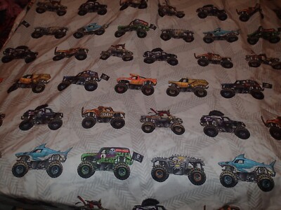 Monster Jam Monster Trucks Twin Size Bed Flat Sheet Only No Fitted