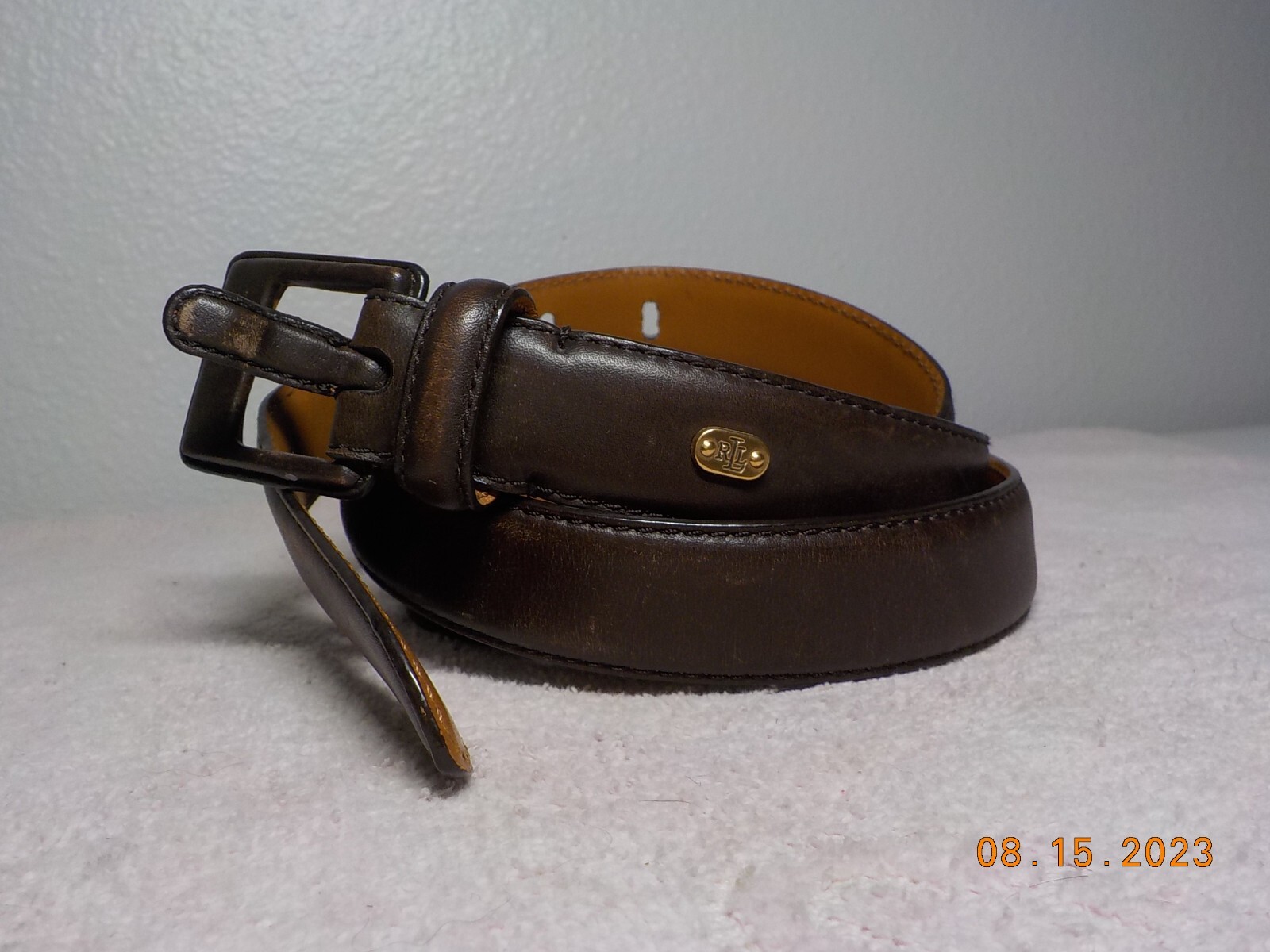 Ralph Lauren スタッズベルト RALPH LAUREN 9101533-208 BROWN LEATHER BELT XL ITALIAN