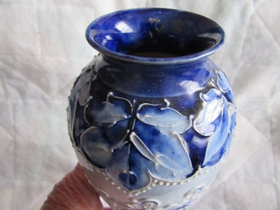 MOORCROFT MACINTYRE FLORIAN WARE VASE CYLINDRICAL FORM LONG STEM MUMS CA 1900