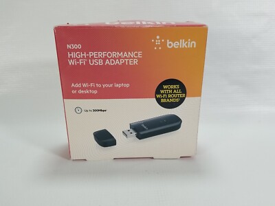 Belkin N300 High Performance Wireless Wi-Fi USB Adapter Dongle NEW open box 