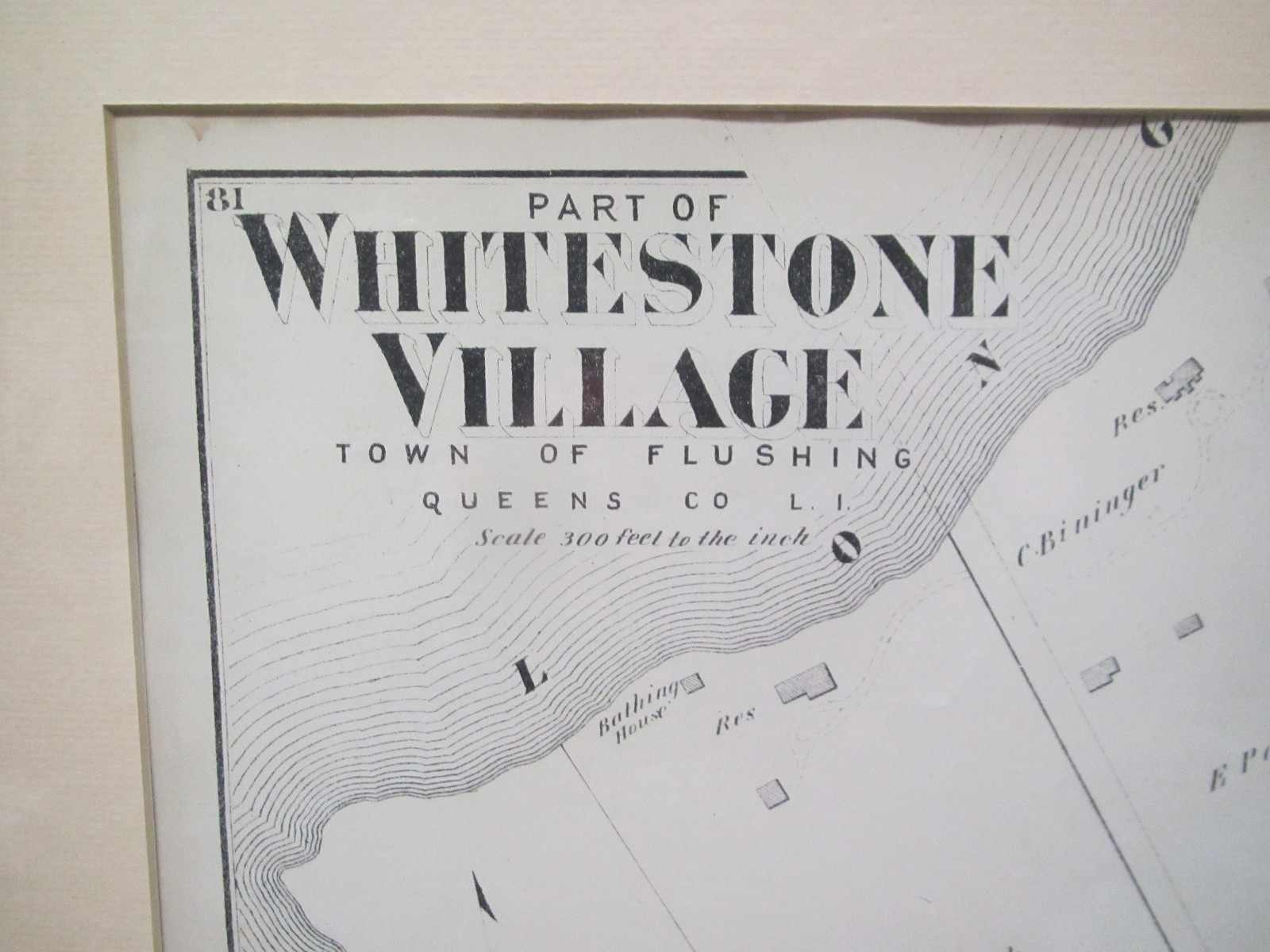 Whitestone Village New York Antique Map 1873 Framed 29