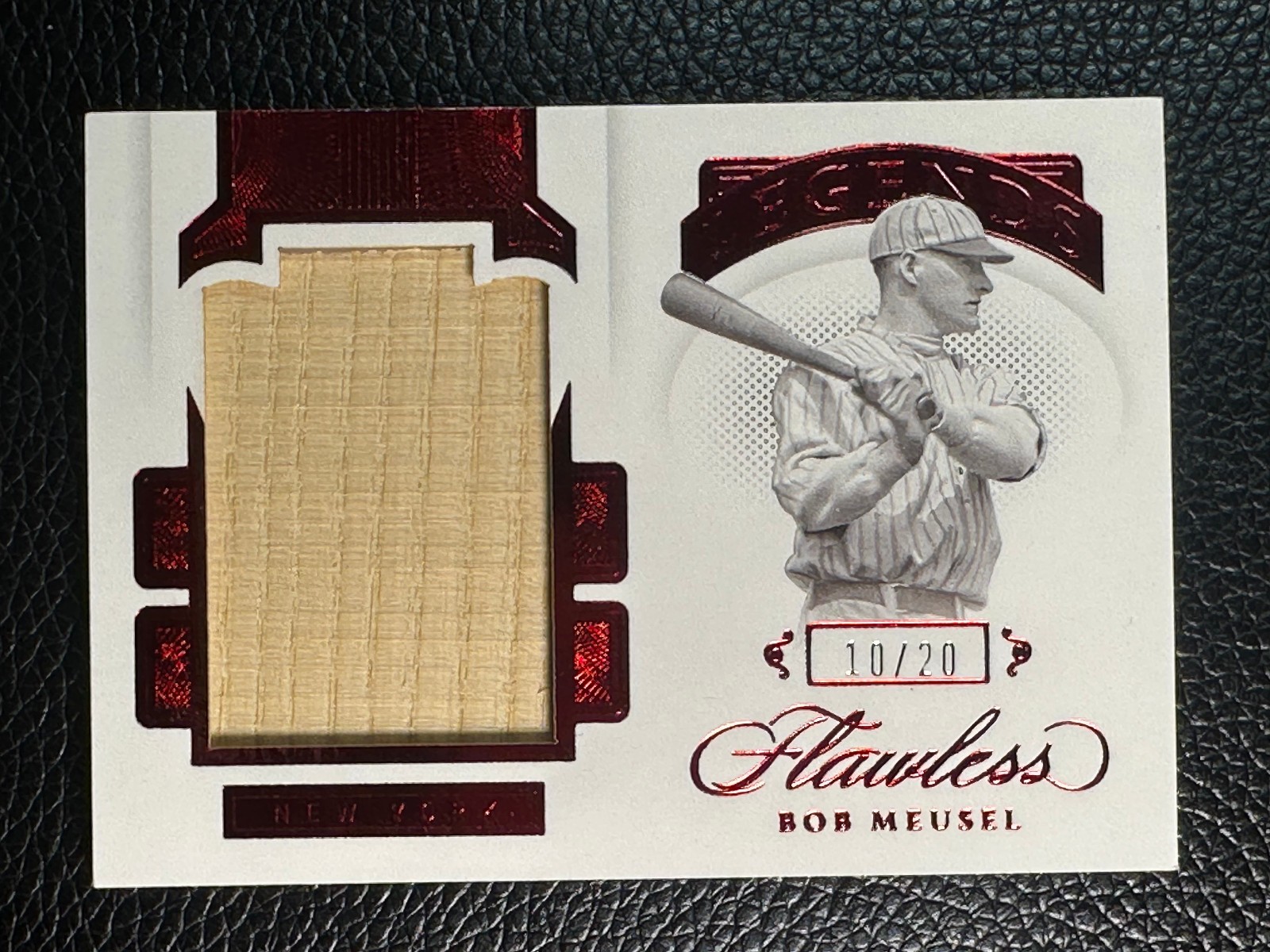 2021 Panini Flawless Legends Red Jumbo Bob Meusel 10/20 Game Used Bat