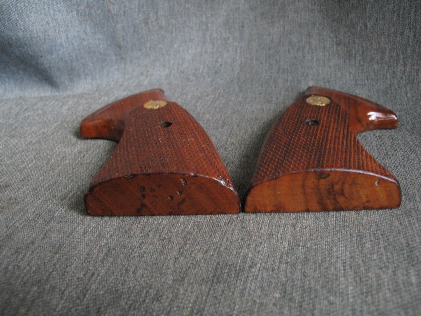 Colt Trooper Revolver Checkered Wood Factory Grips w/Screw.