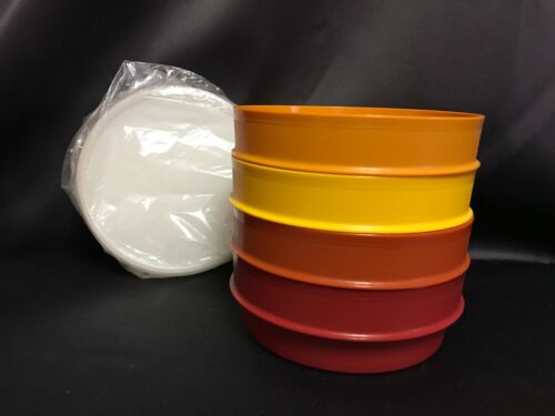 Vintage NOS Tupperware #1356 Stackable Cereal Bowls Harvest Colors NEW