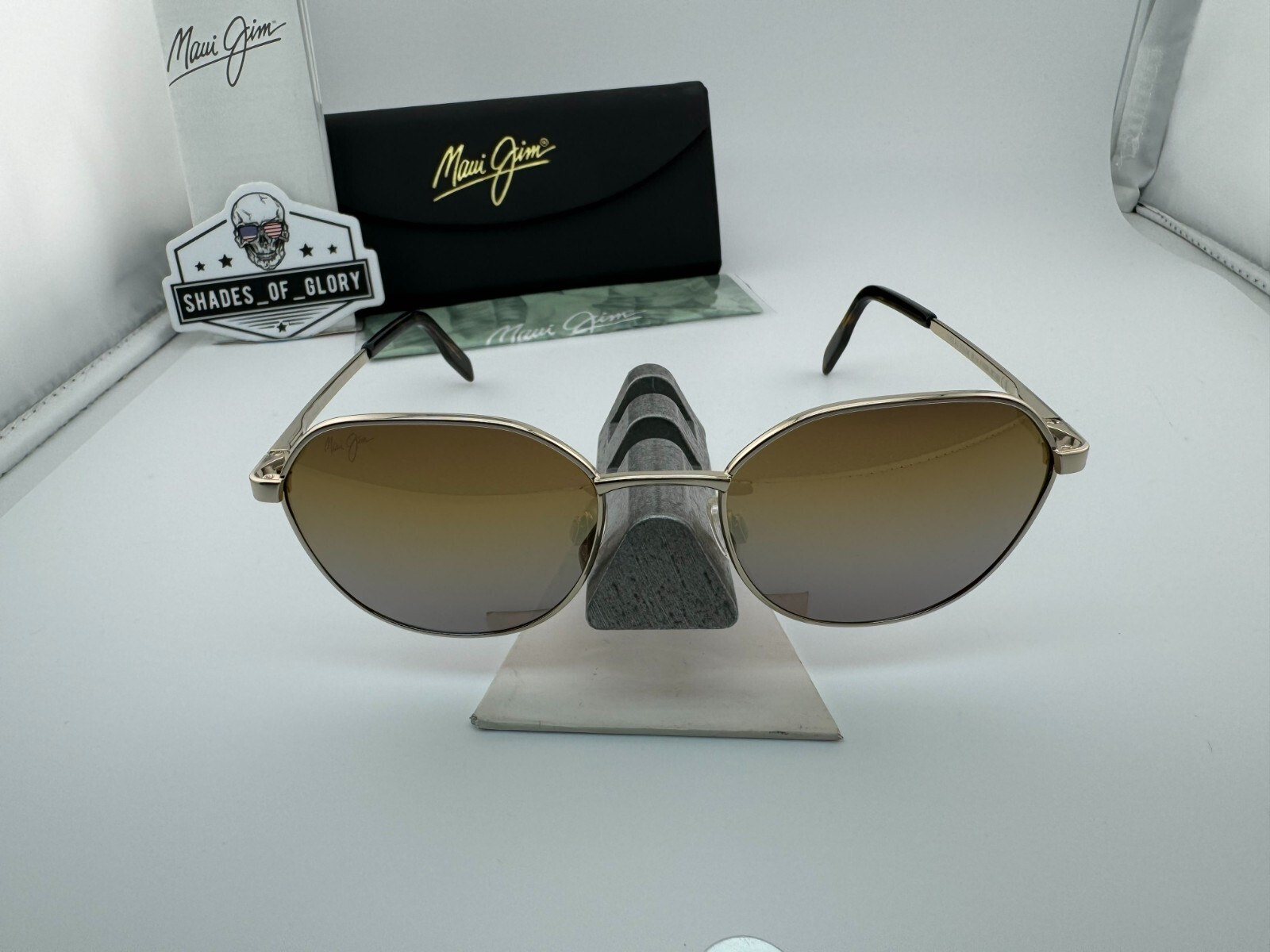 Pre-owned Maui Jim Hukilau Mj 845-16 Gold To Silver Dual Mirror Polarized Sunglasses