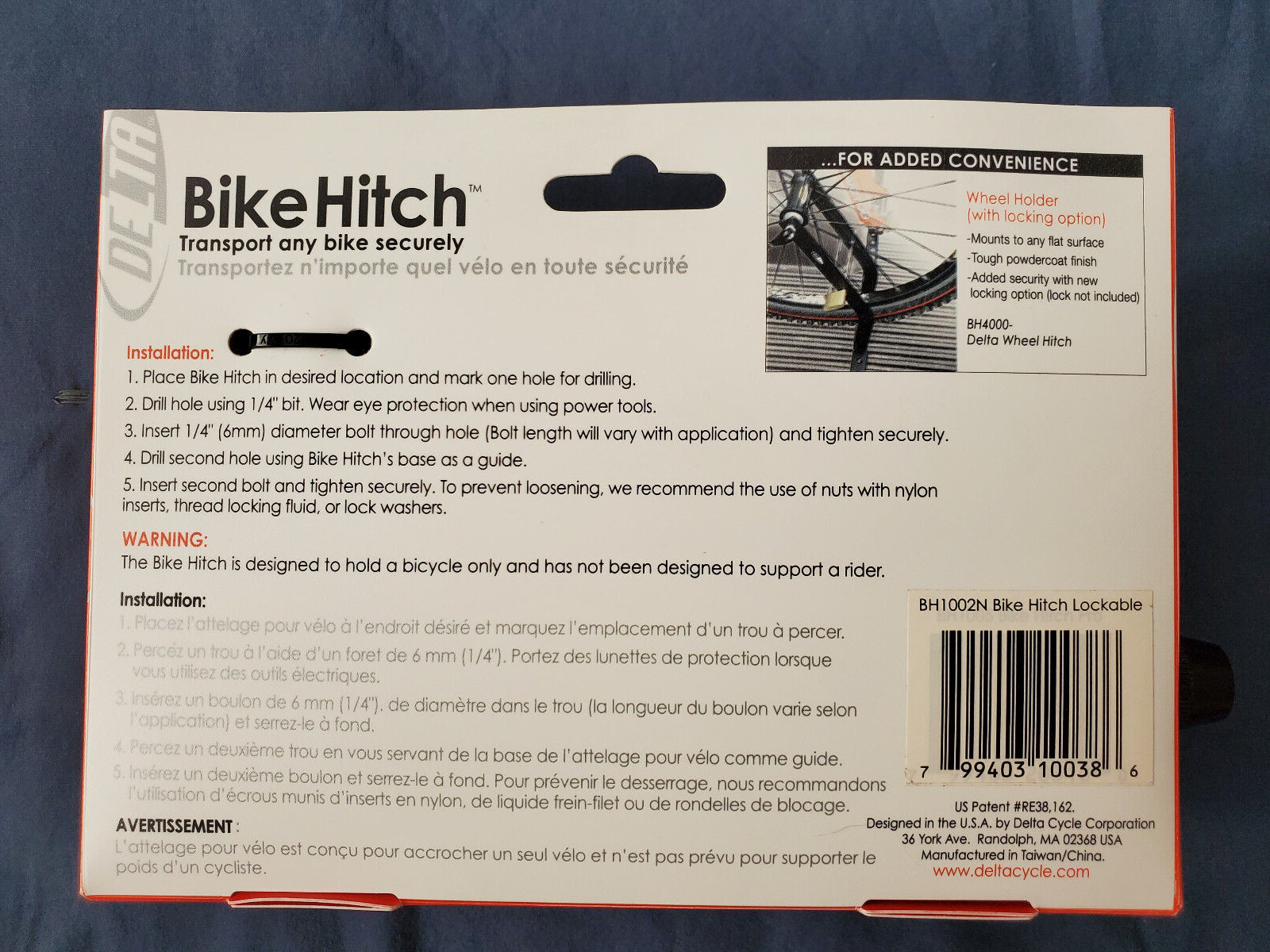 Delta Cycle 'Bike Hitch' Locking Fork Mount Bicycle Mount - NEW